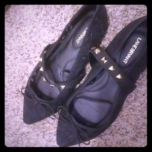Black lace studded flats